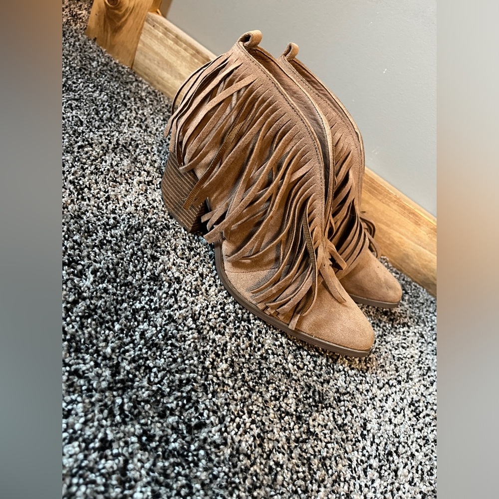 Beast Fashion ankle fringed booties.